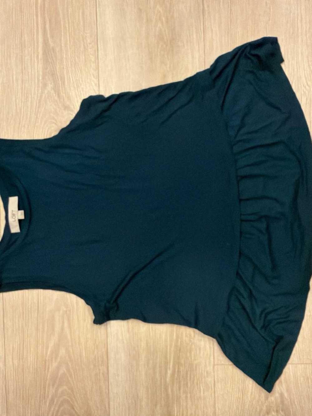 LOFT Deep Teal Ruffle-Hem Sleeveless Tank